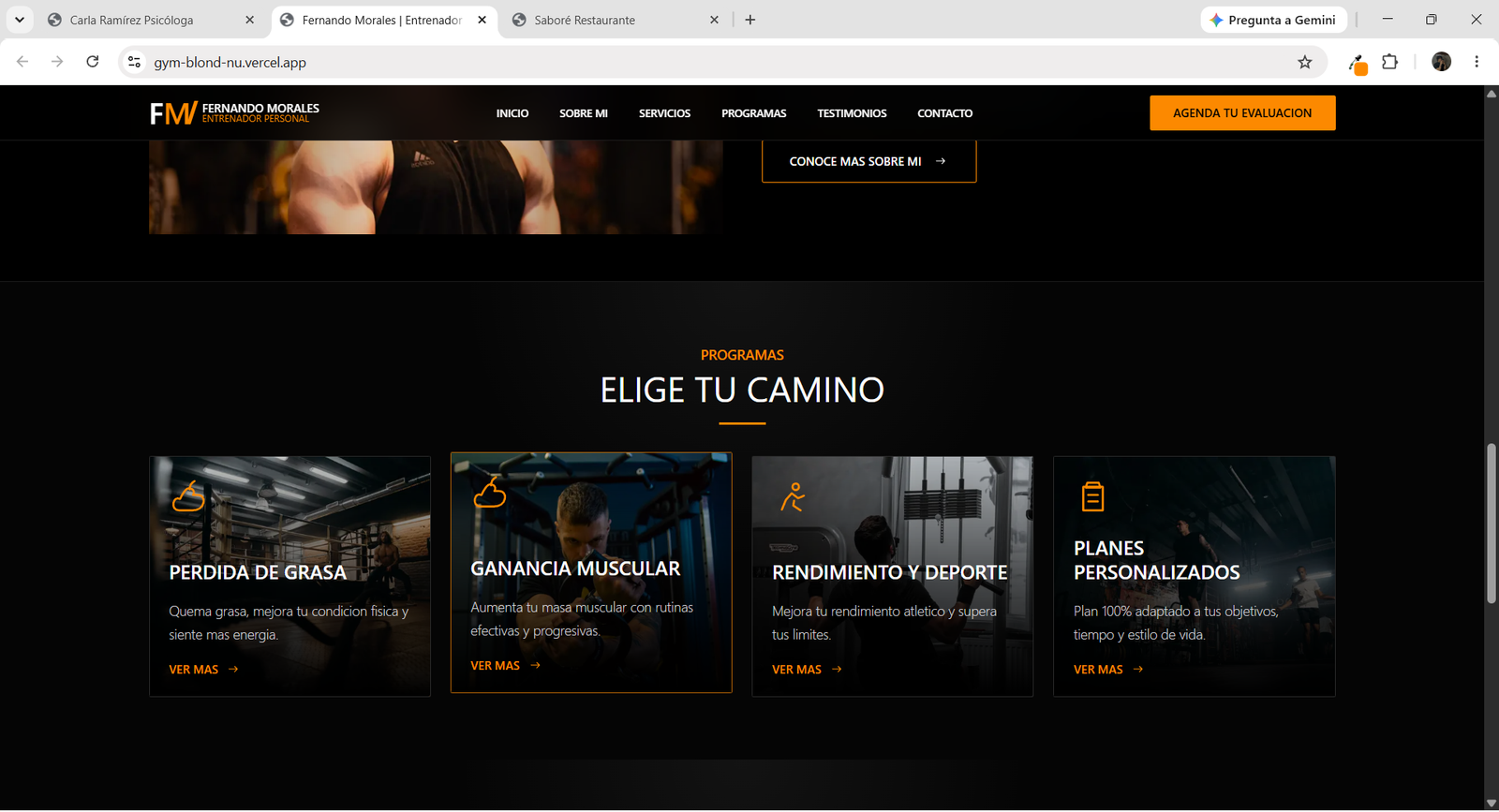 Sitio web para Bistro del Mar
