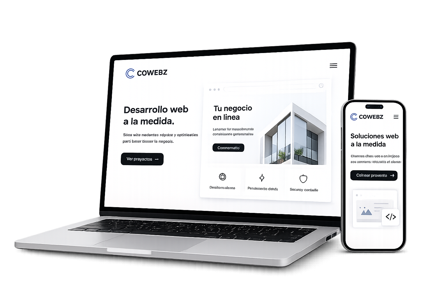 Mockup de sitio web en laptop y telefono